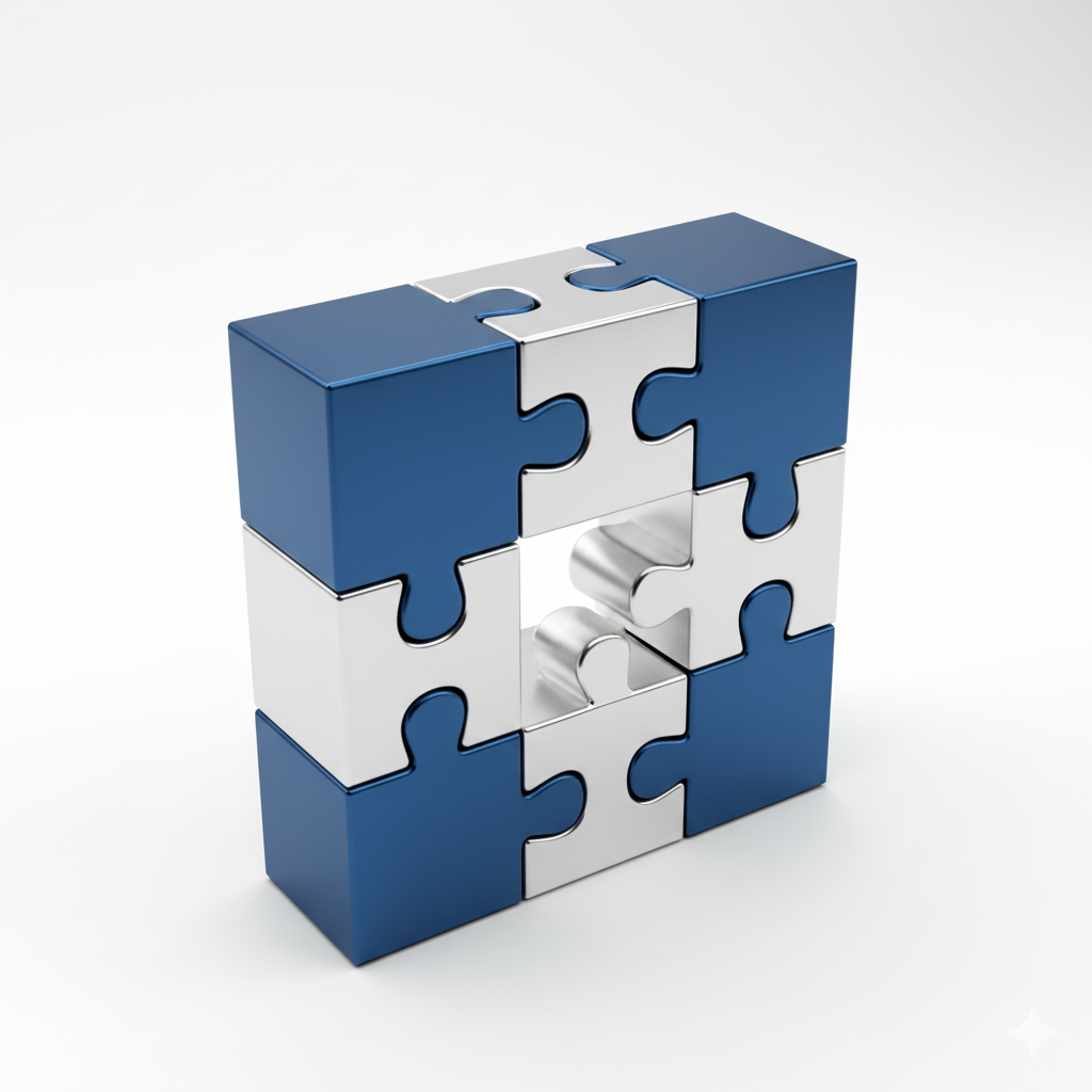 Blocchi modulari blu e argento